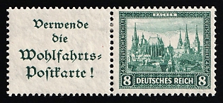 1930 8pf Weimar Republic, Germany, Se-tenant, Zusammendrucke