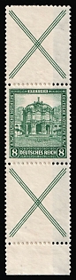 1931 8pf Weimar Republic, Germany, Se-tenant, Zusammendrucke, Margin