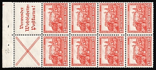1932 8x12pf Weimar Republic, Germany, Se-tenant, Zusammendrucke, Booklet pane
