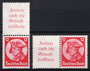 1933 12pf Third Reich, Germany, Se-tenants, Zusammendrucke