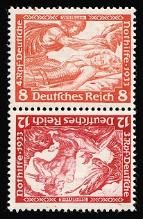 1933 Third Reich, Germany, Tete-beche, Se-tenant, Zusammendrucke