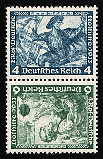 1933 Third Reich, Germany, Tete-beche, Se-tenant, Zusammendrucke
