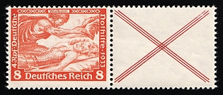 1933 8pf Third Reich, Germany, Se-tenant, Zusammendrucke