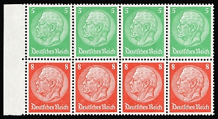 1934 4x5pf, 4x8pf Third Reich, Germany, Se-tenant, Zusammendrucke, Booklet pane
