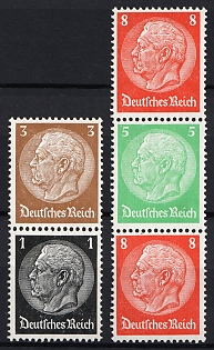 1934 Third Reich, Germany, Se-tenants, Zusammendrucke
