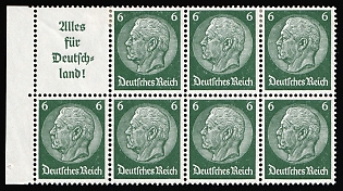 1936-37 6pf Third Reich, Germany, Se-tenant, Zusammendrucke, Booklet pane