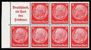 1936-37 12pf Third Reich, Germany, Se-tenant, Zusammendrucke, Booklet pane