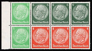 1937-39 2x5pf, 3x6pf, 3x8pf Third Reich, Germany, Se-tenant, Zusammendrucke, Booklet pane