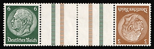 1937-39 Third Reich, Germany, Gutter Pair, Tete-beche, Se-tenant, Zusammendrucke