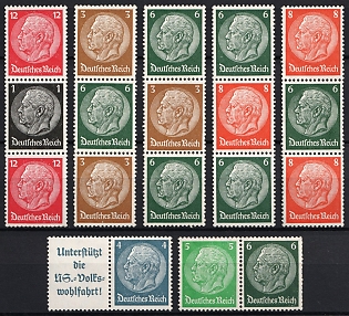 1937-39 Third Reich, Germany, Se-tenants, Zusammendrucke