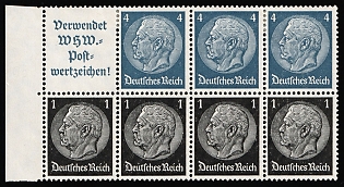 1939 3x4pf, 4x1pf Third Reich, Germany, Se-tenant, Zusammendrucke, Booklet pane