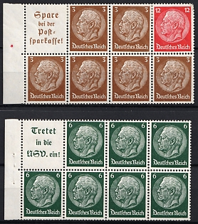 1939 1x12, 6x3pf, 7x6pf Third Reich, Germany, Se-tenants, Zusammendrucke, Booklet panes