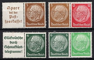 1939 Third Reich, Germany, Se-tenants, Zusammendrucke