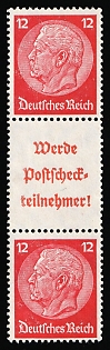 1940-41 12pf Third Reich, Germany, Se-tenant, Zusammendrucke