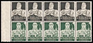 1934 5x4pf, 5x6pf Third Reich, Germany, Se-tenant, Zusammendrucke, Booklet pane