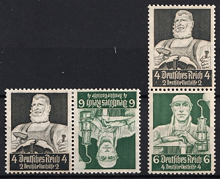 1934 Third Reich, Germany, Tete-beche, Se-tenants, Zusammendrucke