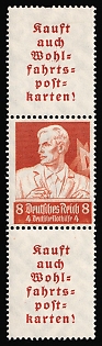 1934 8pf Third Reich, Germany, Se-tenant, Zusammendrucke, Signed