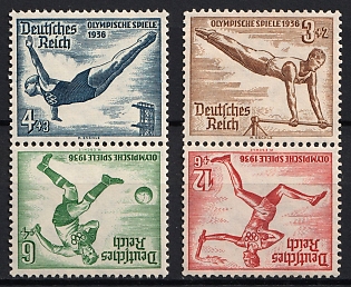 1936 Third Reich, Germany, Tete-beches, Se-tenants, Zusammendrucke