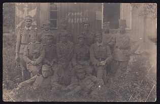 1915 (1 Sep) Polish Legion in Austro-Hungarian Army, Picture Field Post Postcard from Piotrkow to Novy Sacz - Galizia, Royal and Imperial Field Post Postmark Priotrkow, Purple Postmarks of the 6th Stage Company, 3rd Replacement Battalion of the Polish Legions, Purple Censorship Postmark