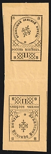 1880 8k Irbit Zemstvo, Imperforate Tete-beche, Types 8+3