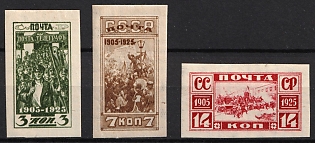 1925 The 20th Anniversary of the Revolution of 1905, Soviet Union, USSR, Russia, Imperforate, Complete Set