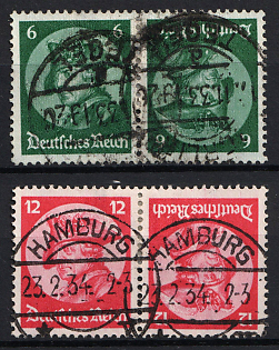 1933 Third Reich, Germany, Tete-beches, Se-tenants, Zusammendrucke