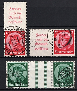 1933 Third Reich, Germany, Gutter Pair, Se-tenants, Zusammendrucke