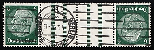 1933 6pf Third Reich, Germany, Gutter Pair, Tete-beche, Se-tenant, Zusammendrucke, 'Berlin-Charlottenburg' Postmark