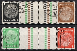 1934 Third Reich, Germany, Gutter Pairs, Tete-beches, Se-tenants, Zusammendrucke