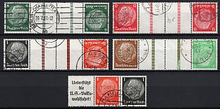 1936-37 Third Reich, Germany, Gutter Pairs, Tete-beches, Se-tenants, Zusammendrucke