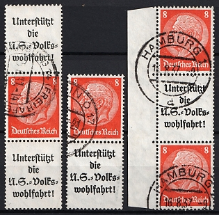 1936-37 Third Reich, Germany, Se-tenants, Zusammendrucke