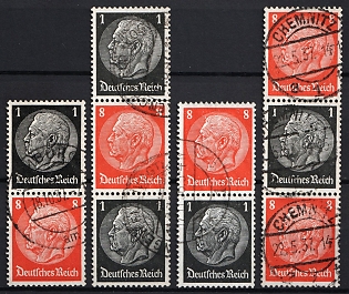 1936-37 Third Reich, Germany, Se-tenants, Zusammendrucke
