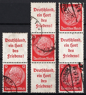 1936-37 12pf Third Reich, Germany, Se-tenants, Zusammendrucke