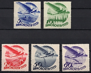 1934 The 10th Anniversary of Soviet Civil Aviation, Soviet Union, USSR, Airmail, Complete Set