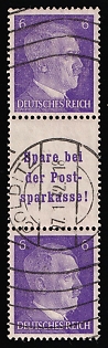 1941 6pf Third Reich, Germany, Se-tenant, Zusammendrucke, 'Colditz' Postmark