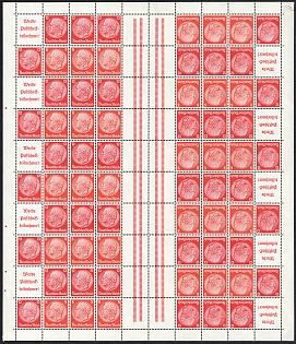 1939 Third Reich, Germany, Gutter Tete-beche Complete Stamp Booklet Sheet, Se-tenant, Zusammendrucke