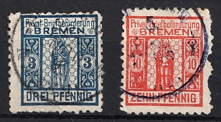 1896 Bremen, Germany Local Post, Private City Mail, Circular Cancellations