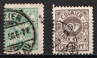 1897 Breslau 'G. Breslauer Stadtpost Courier (Breslau City Post Courier)', Germany Local Post, Private City Mail, Complete Set, Circular Cancellation
