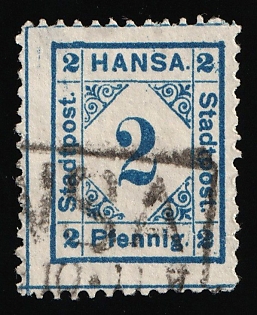 1897 2pf Bromberg, Germany Local Post, Private City Mail, Rectangular Cancellation