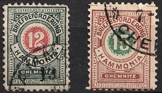 1887 Chemnitz, Germany Local Post, Private City Mail, Circular Cancellations
