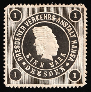 1887 1m Dresden 'C. Dresdner Verkehrs-Anstalt Hansa (Dresden Transport Company Hansa)', Germany Local Post, Private City Mail