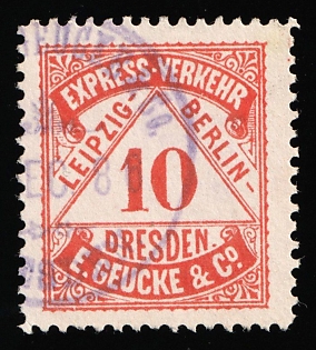 1886 10pf Dresden 'B. Express-Packet-Verkehr (Express Parcel Traffic)', Germany Local Post, Private City Mail, Violet Circular Cancellation