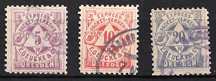 1887 Dresden 'B. Express-Packet-Verkehr (Express Parcel Traffic)', Germany Local Post, Private City Mail, Violet Circular Cancellations