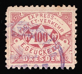 1887 100pf Dresden 'B. Express-Packet-Verkehr (Express Parcel Traffic)', Germany Local Post, Private City Mail, Violet Circular Cancellation