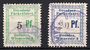 1900 Dresden 'B. Express-Packet-Verkehr (Express Parcel Traffic)', Germany Local Post, Private City Mail, Violet Circular Cancellations