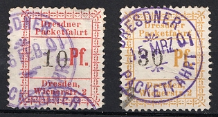 1900 Dresden 'B. Express-Packet-Verkehr (Express Parcel Traffic)', Germany Local Post, Private City Mail, Violet Circular Cancellations