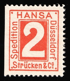 1898 2pf Dusseldorf 'C. Hansa Spedition Strücken & Co. (Hansa Forwarding Strücken & Co.)', Germany Local Post, Private City Mail, MISSED Perforation