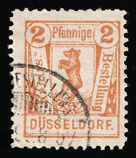 1898 2pf Dusseldorf 'B. Briefbestellung Kraus (Letter Delivery Kraus)', Germany Local Post, Private City Mail, Circular Cancellation