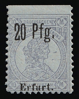 1888 20pf on 10m Erfurt, Germany Local Post, Private City Mail, MISSED and SHIFTED Perforation