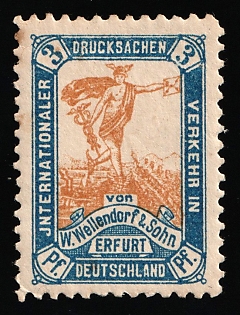 1890 3pf Erfurt, Germany Local Post, Private City Mail